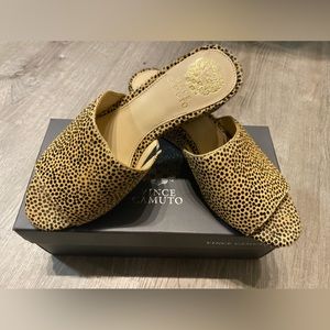 Vince Camuto Leopard Spots Print Calf Hair Slide Wedge Sandals
